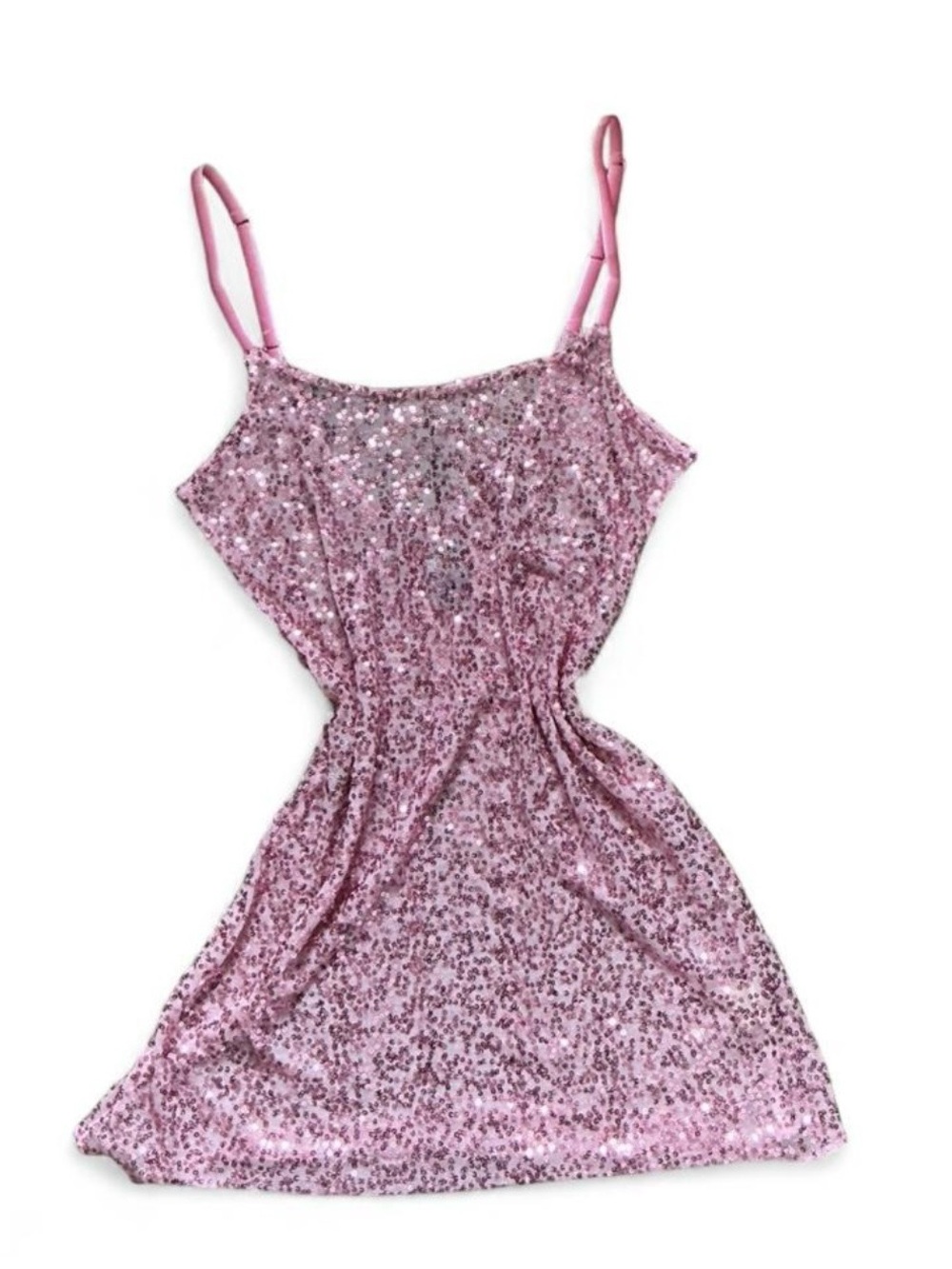 Free People Pink Sequin Slip Dress with Adjustable Straps